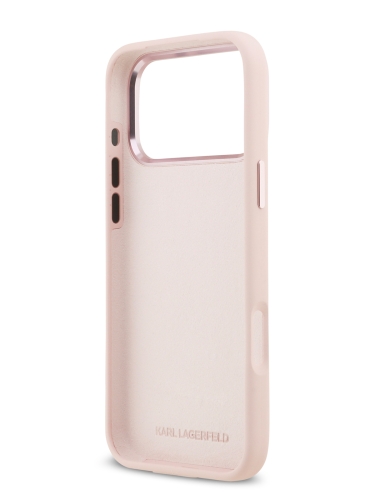 Karl Lagerfeld для iPhone 17 Pro чехол Liquid silicone NFT Choupette Metal pin & Camera Hard Pink
