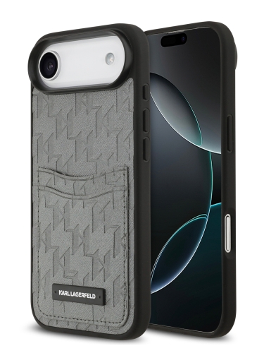 Karl Lagerfeld для iPhone Air чехол PU Saffiano Monogram with Cardslot Hard Silver