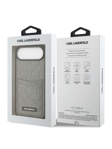 Karl Lagerfeld для iPhone Air чехол PU Saffiano Monogram with Cardslot Hard Silver
