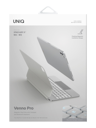 Uniq беспроводная клавиатура VENNO Pro (англ.раскладка) Magnetic keyboard iPad Air 11 (2024/25) White