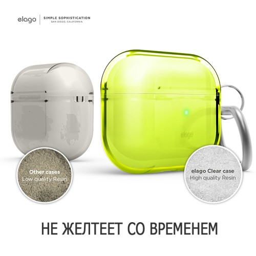 Чехол Elago Clear Hang case для AirPods 3 (2021), Neon Yellow