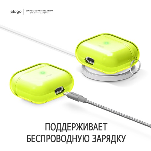 Чехол Elago Clear Hang case для AirPods 3 (2021), Neon Yellow