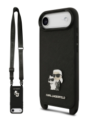 Karl Lagerfeld для iPhone Air чехол Crossbody PU Saffiano NFT Karl&amp;Choup Metal Hard + Strap Black