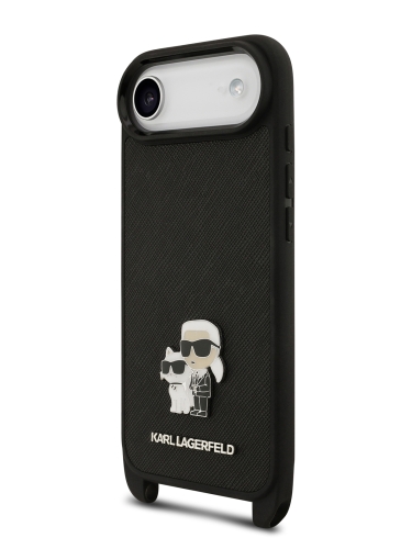 Karl Lagerfeld для iPhone Air чехол Crossbody PU Saffiano NFT Karl&Choup Metal Hard + Strap Black