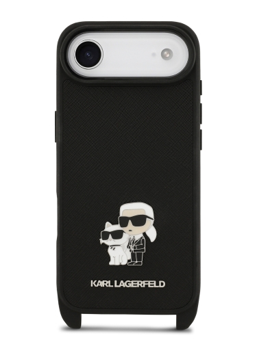 Karl Lagerfeld для iPhone Air чехол Crossbody PU Saffiano NFT Karl&Choup Metal Hard + Strap Black