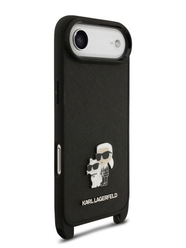 Karl Lagerfeld для iPhone Air чехол Crossbody PU Saffiano NFT Karl&Choup Metal Hard + Strap Black