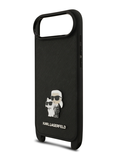 Karl Lagerfeld для iPhone Air чехол Crossbody PU Saffiano NFT Karl&Choup Metal Hard + Strap Black