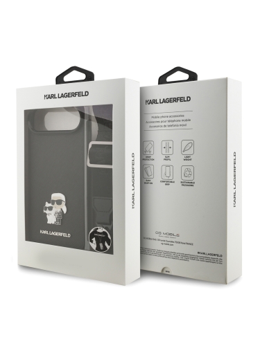Karl Lagerfeld для iPhone Air чехол Crossbody PU Saffiano NFT Karl&Choup Metal Hard + Strap Black