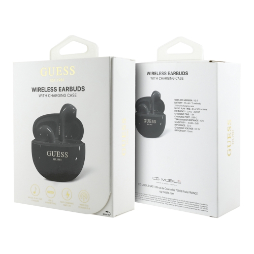 Guess Наушники TWS Bluetooth Glossy Effect Egg Shape with Printed Classic logo Black