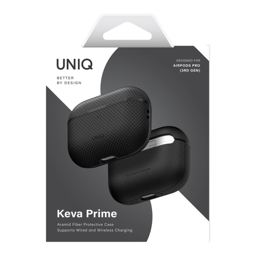Uniq для Airpods Pro 3 чехол KEVA PRIME Kevlar/PU Carbon Black