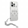 Чехол Guess Peony Hard Transparent +Silver hand chain для iPhone 13 Pro Max, серебристый