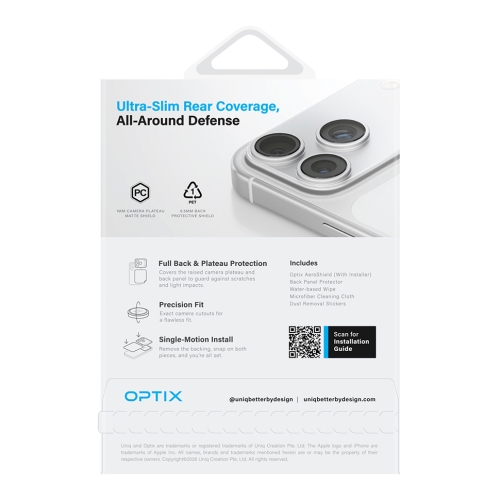 Uniq стекло для iPhone 17 Pro Optix Aeroshield+ Camera module (PC) Frost Clear (+inst)+Back Film