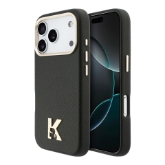 Karl Lagerfeld для iPhone 17 Pro Max чехол PU Full Wrapped K HEAD Metal logo &amp; Cam Hard Black (MagSafe)