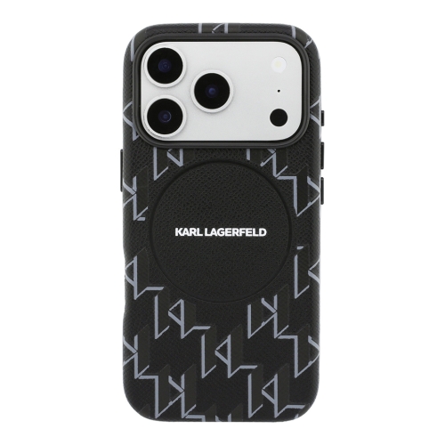 Karl Lagerfeld для iPhone 17 Pro чехол PU Full Wrapped Monogram Metal camera Hard Black (MagSafe)