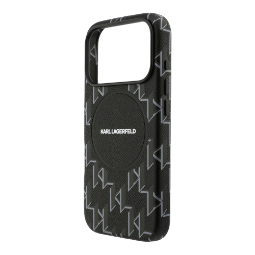 Karl Lagerfeld для iPhone 17 Pro чехол PU Full Wrapped Monogram Metal camera Hard Black (MagSafe)