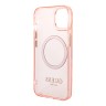 Чехол Guess Metal outline Hard Translucent для iPhone 14 Plus, розовый/золотой (MagSafe)