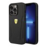 Кожаный чехол Ferrari Leather Stamped sides для iPhone 14 Pro Max, черный (Magsafe)