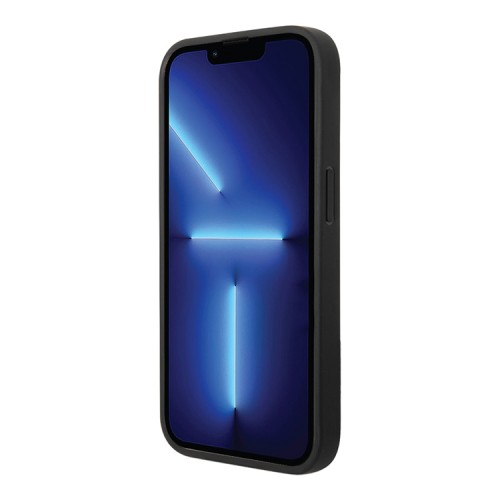 Кожаный чехол Ferrari Leather Stamped sides для iPhone 14 Pro Max, черный (Magsafe)