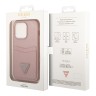 Чехол Guess PU Saffiano Double cardslot Metal triangle logo Hard для iPhone 14 Pro, розовый
