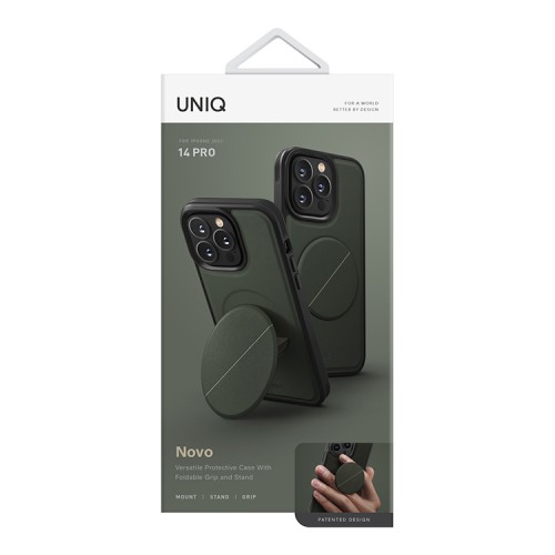 Чехол подставка Uniq NOVO with magnetic grip для iPhone 14 Pro, зеленый