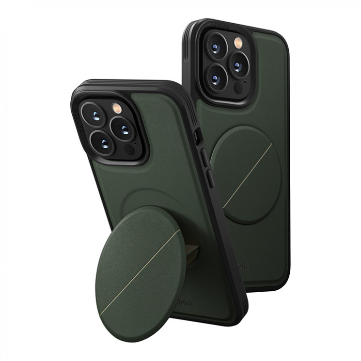 Чехол подставка Uniq NOVO with magnetic grip для iPhone 14 Pro, зеленый