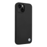 Чехол BMW Liquid Silicone Metal logo Hard для iPhone 14 Plus, черный (MagSafe)