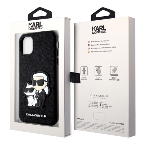 Чехол Lagerfeld PU Saffiano NFT Karl & Choupette Hard для iPhone 11, черный