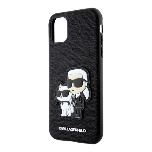 Чехол Lagerfeld PU Saffiano NFT Karl & Choupette Hard для iPhone 11, черный