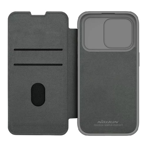 Nillkin для iPhone 15 Pro Max чехол QIN Pro (Cloth) Booktype Classical Grey