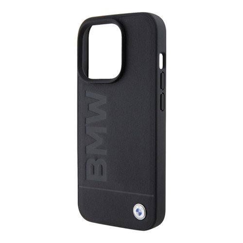 BMW для iPhone 15 Pro Max чехол Signature Leather Logo imprint Hard Black (MagSafe)