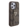 Guess для iPhone 15 Pro чехол GripStand PU 4G with Triangle Diamond metal logo Hard Brown