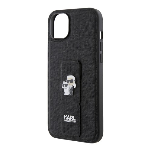Karl Lagerfeld для iPhone 15 Plus чехол GripStand PU Saffiano NFT Karl Ikonik metal Hard Black