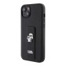 Karl Lagerfeld для iPhone 15 Plus чехол GripStand PU Saffiano NFT Karl Ikonik metal Hard Black