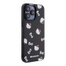 Hello Kitty для iPhone 15 Pro Max чехол PU Saffiano Heads and Bows + Hand strap Hard Black/Red