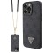 Guess для iPhone 15 Pro чехол Crossbody PU 4G Triangle Diamond logo Hard + Universal Strap Black