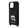 Karl Lagerfeld для iPhone 14 Pro Max чехол Crossbody cardslot PU Saffiano Metal Karl Head Hard Black