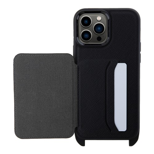 Karl Lagerfeld для iPhone 14 Pro Max чехол Crossbody cardslot PU Saffiano Metal Karl Head Hard Black