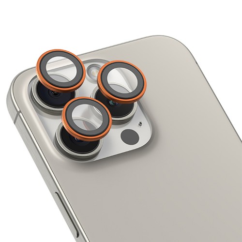BlueO стекло для iPhone 15 Pro, Camera lens Armor metal 3 шт. Orange (+installer)
