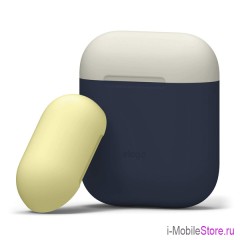 Чехол Elago  Silicone DUO для AirPods 1/2, Blue с крышками White и Yellow