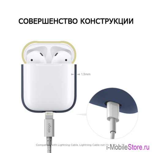 Чехол Elago  Silicone DUO для AirPods 1/2, Blue с крышками White и Yellow