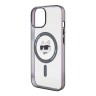 Lagerfeld для iPhone 15 чехол PC/TPU NFT Choupette Head Hard Transp/Black (MagSafe)