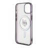 Lagerfeld для iPhone 15 чехол PC/TPU NFT Choupette Head Hard Transp/Black (MagSafe)