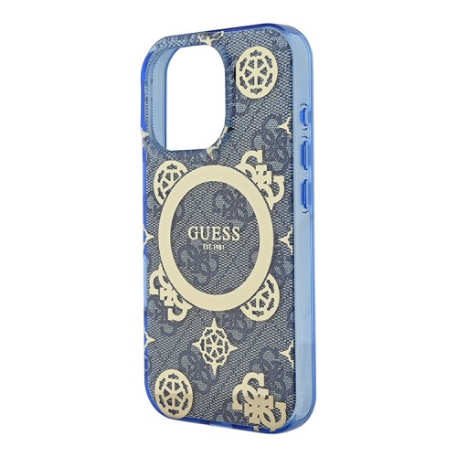 Guess для iPhone 16 Pro Max чехол PC/TPU 4G Peony Blue (MagSafe)
