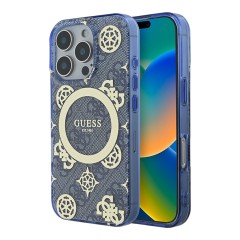 Guess для iPhone 16 Pro Max чехол PC/TPU 4G Peony Blue (MagSafe)