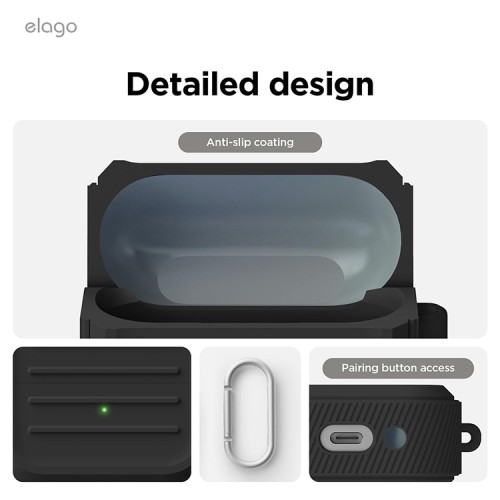 Elago для Galaxy Buds 3/3 Pro чехол Armor Silicone Hang case Black