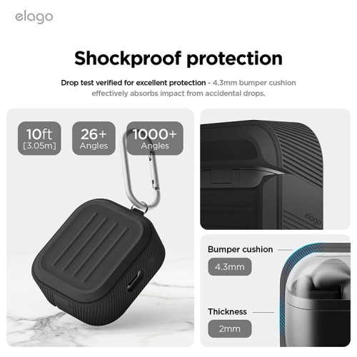 Elago для Galaxy Buds 3/3 Pro чехол Armor Silicone Hang case Black