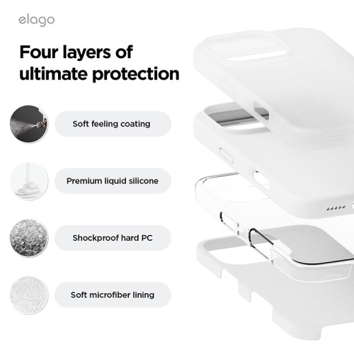 Elago для iPhone 16 Pro Max чехол Soft silicone (Liquid) White