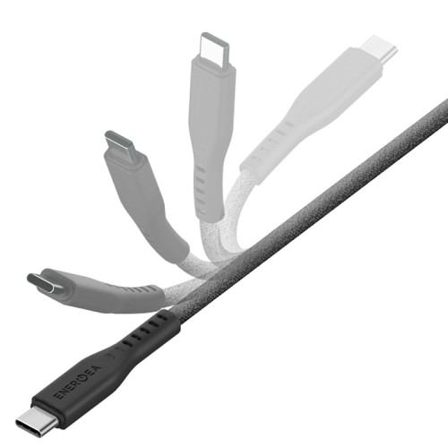 Energea Кабель FLOW USB-C to USB-C PD240W 5A Nanoweave Magnetic tie Black 3.0m