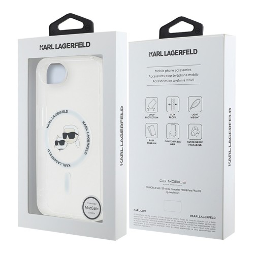 Karl Lagerfeld для iPhone 16e чехол PC/TPU NFT Karl & Choupette Heads White (MagSafe)