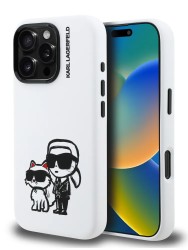 Karl Lagerfeld для iPhone 16 Pro Max чехол Liquid Silicone Sketch Karl&Choupette White (MagSafe)